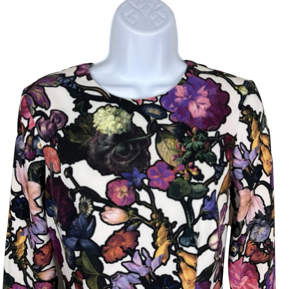 Cynthia Rowley Dress Womens 8 Multicolor Dark Florals Romantic Feminine Pencil - Picture 3 of 13